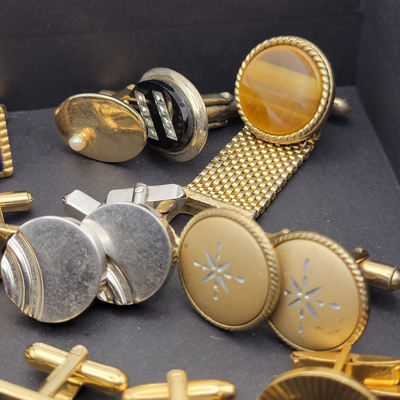 Gold Silver Tone Vintage Cufflinks Lot - Picture 5 of 16